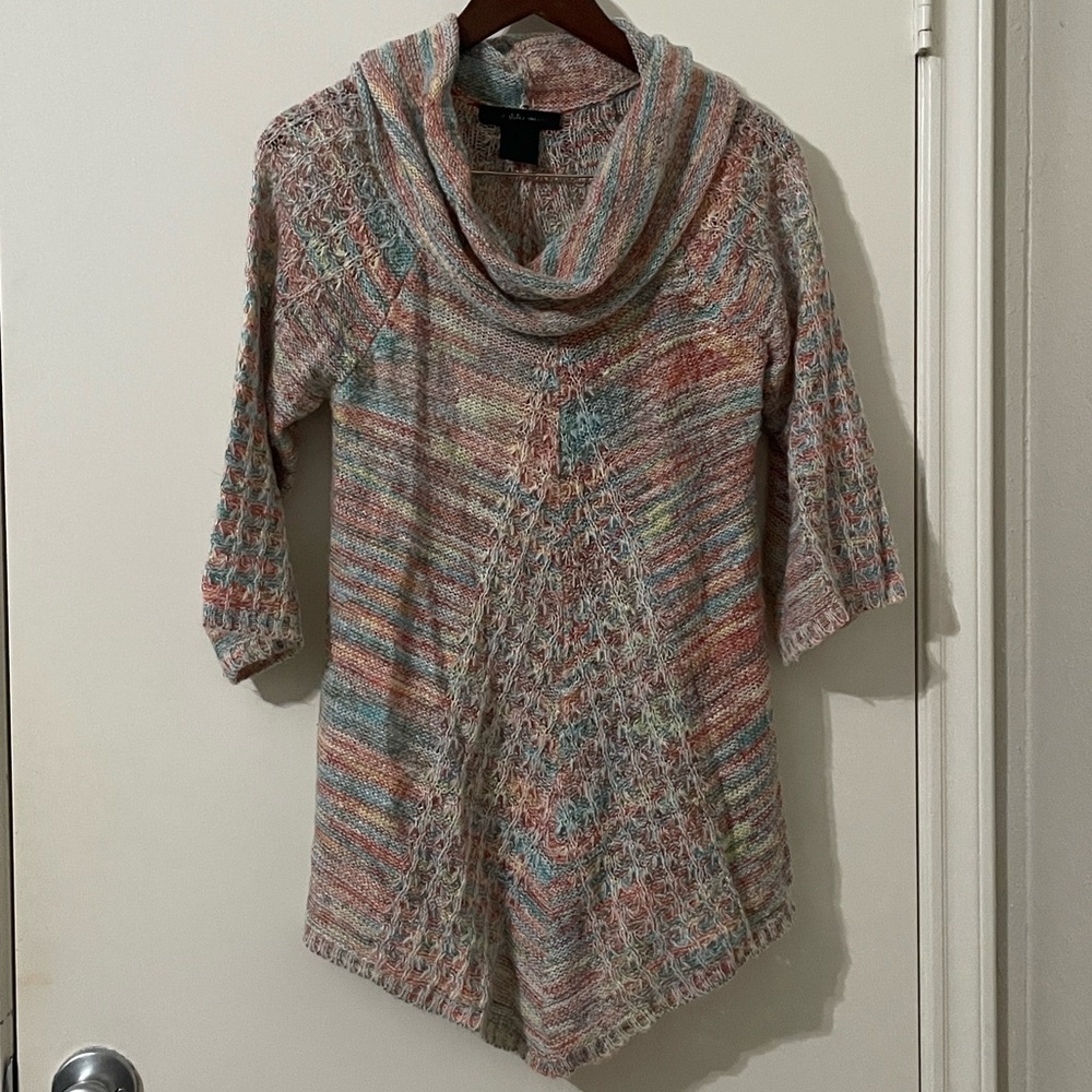 United States Sweater Co. Multicolor Space-Dye Cowl Neck Tunic - Small